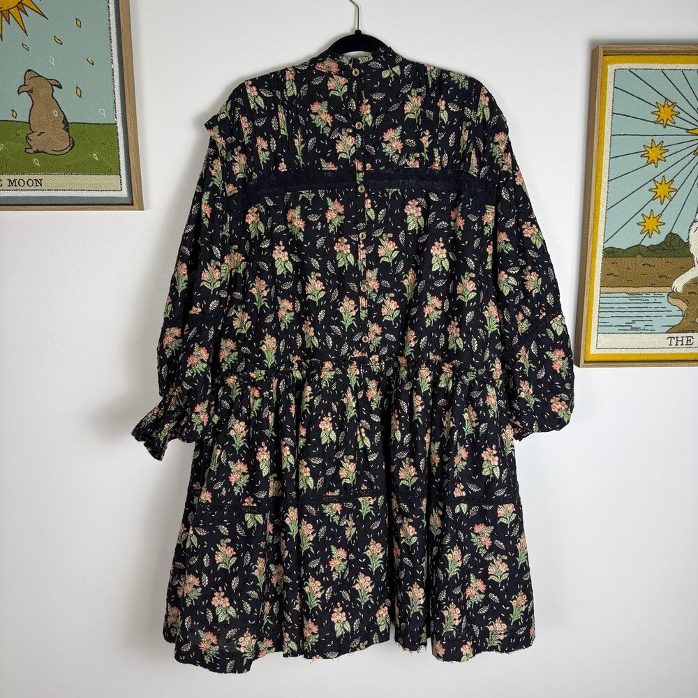 Anthropologie Pilcro black long sleeve floral high neck dress size XL - Picture 7 of 7